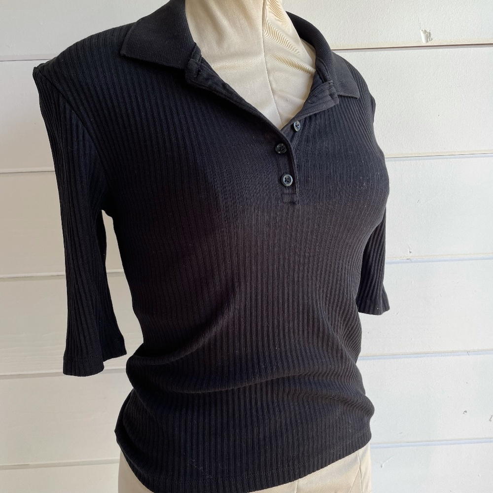 Kotn Ribbed Polo Black Large